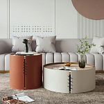 Круглый кофейный стол Baxter Leather Coffee Table варинант исполнения - 2 | Loft Concept в Челябинске