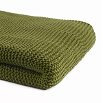 Плед из хлопка жемчужной вязки оливкового цвета Waffle Comfort варинант исполнения - 2 | Loft Concept в Челябинске