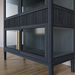 Витрина Primo со стеклянными фасадами и 2 ящиками Черный дуб варинант исполнения - 4 | Loft Concept в Челябинске