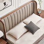 Кровать двуспальная с мягким изголовьем Moon Walnut Bed варинант исполнения - 5 | Loft Concept в Челябинске