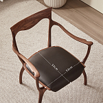 Стул деревянный с мягким сиденьем из коричневой натуральной кожи Moon Walnut Furniture варинант исполнения - 10 | Loft Concept в Челябинске