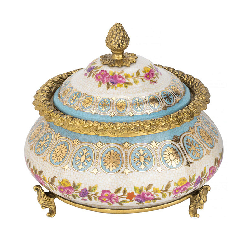 Шкатулка фарфоровая с цветочной росписью Eden Garden Бронза Мульти в Челябинске | Loft Concept 