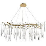 Линейная люстра с хрустальными подвесками в виде капель Droplet Crystal Gold Linear Chandelier 12 варинант исполнения - 1 | Loft Concept в Челябинске