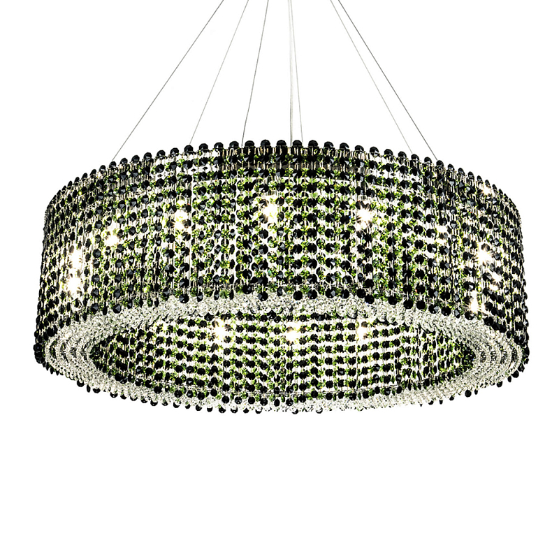 Круглая люстра с хрустальными подвесками Crystal Art Chrome Green Chandelier 12 Хром Зеленый Черный в Челябинске | Loft Concept 