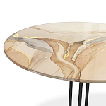 Стол журнальный круглый с бежевой столешницей из стекла Beige Marble варинант исполнения - 3 | Loft Concept в Челябинске