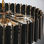 Люстра из черного металла с многоярусными подвесками из прозрачного хрусталя на золотой цепи Empire Black Chandelier Crystal варинант исполнения - 11 | Loft Concept в Челябинске