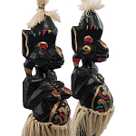 Комплект из 2-х деревянных статуэток Asmat Straw Headdress Statuettes Multicolor варинант исполнения - 5 | Loft Concept в Челябинске