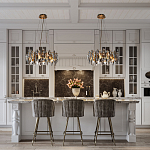 Люстра подвесная круглая с овальными подвесками из стекла дымчатого цвета Harlow Crystal Round варинант исполнения - 6 | Loft Concept в Челябинске