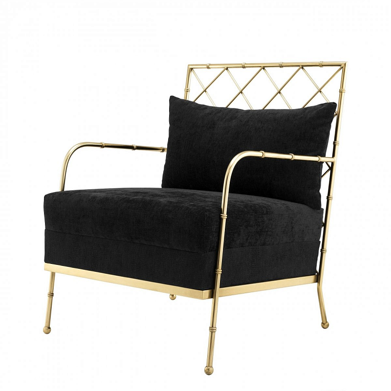 Кресло Eichholtz Chair Bahamas Черный Латунь в Челябинске | Loft Concept 