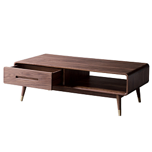 Кофейный стол из дерева с ящиком и нишей для хранения Coffee Walnut Table