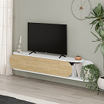 ТВ-тумба подвесная белая с полкой и откидной дверцей цвета древесины TONE TV STAND WHITE варинант исполнения - 2 | Loft Concept в Челябинске