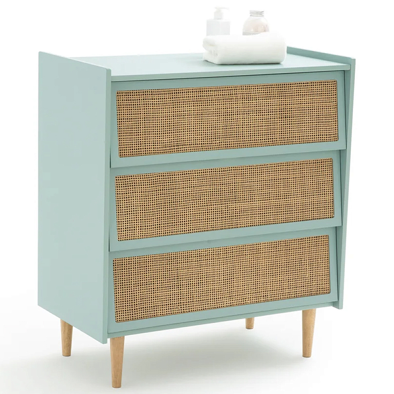 Комод с 3-мя ящиками из ротанга Blais Turquoise Wicker Furniture Бирюзовый Древесина Комод с 3-мя ящиками из ротанга Blais Turquoise Wicker Furniture Бирюзовый Древесина в Челябинске | Loft Concept