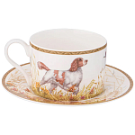 Чайная пара из фарфора с изображением собаки и зайцев 300 мл Hunting Porcelain Collection 2 варинант исполнения - 1 | Loft Concept в Челябинске
