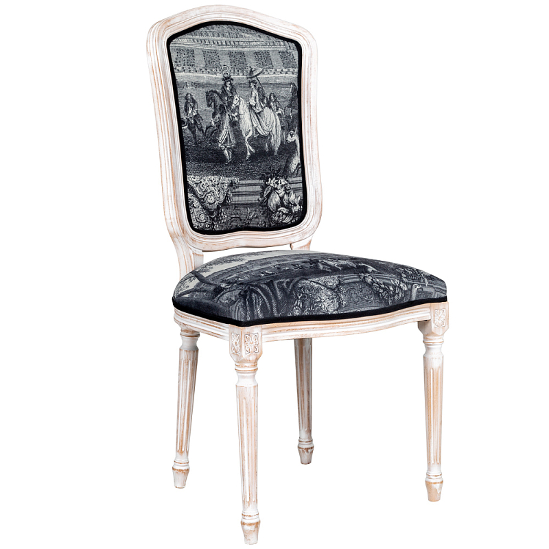 Стул Saint Germain Stool Черно-белый Белый винтажная патина Стул Saint Germain Stool Черно-белый Белый винтажная патина в Челябинске | Loft Concept