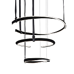 Люстра подвесная с 3-мя кольцами из кожаных ремней черного цвета Half Ring Horizontal  варинант исполнения - 1 | Loft Concept в Челябинске