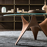 Дизайнерский круглый обеденный стол стеклянный с фигурным подстольем из цемента ARC Dining Table варинант исполнения - 4 | Loft Concept в Челябинске