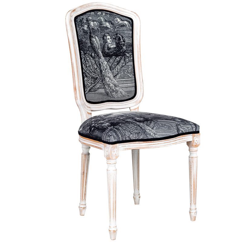 Стул Versailles Stool Черно-белый Белый винтажная патина Стул Versailles Stool Черно-белый Белый винтажная патина в Челябинске | Loft Concept