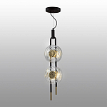 Подвесной светильник с 2-мя прозрачными стеклянными плафонами и золотистыми центральными вставками Virelia  варинант исполнения - 4 | Loft Concept в Челябинске