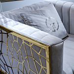 Кресло велюровое серое с фактурным каркасом золотистого цвета Best Traits варинант исполнения - 3 | Loft Concept в Челябинске