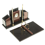Настольный письменный набор из лемезита и змеевика с часами Royal Accessory варинант исполнения - 2 | Loft Concept в Челябинске
