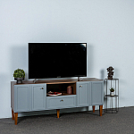 ТВ-тумба серая из массива бука с 2-мя дверками и ящиком Wenge Light варинант исполнения - 7 | Loft Concept в Челябинске