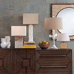 Настольная лампа с белым каркасом и тканевым абажуром Natural Stems варинант исполнения - 4 | Loft Concept в Челябинске