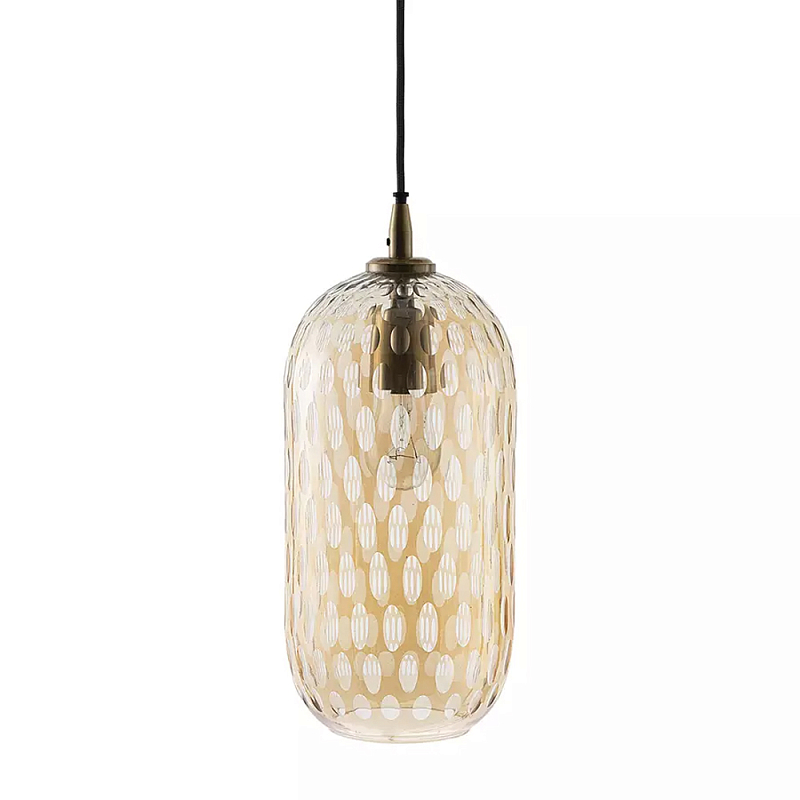 Подвесной светильник с плафоном из затемненного стекла с рельефным узором Glass lampshade with Relief Pattern Янтарный Подвесной светильник с плафоном из затемненного стекла с рельефным узором Glass lampshade with Relief Pattern Янтарный в Челябинске | Loft Concept