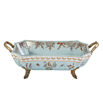 Блюдо прямоугольное из голубого фарфора с ручками и рисунком птиц и цветов Blue Garden варинант исполнения - 1 | Loft Concept в Челябинске