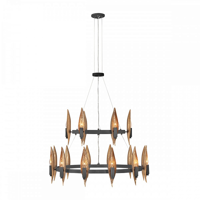 Люстра Hinkley 18 патронов Черный Янтарный в Челябинске | Loft Concept 