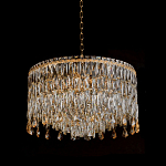 Люстра круглая с хрустальными подвесками на золотистом каркасе Roul Crystal Light варинант исполнения - 4 | Loft Concept в Челябинске