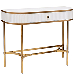 Консоль с ящиком белая с золотом Textured White Console with Gold варинант исполнения - 1 | Loft Concept в Челябинске