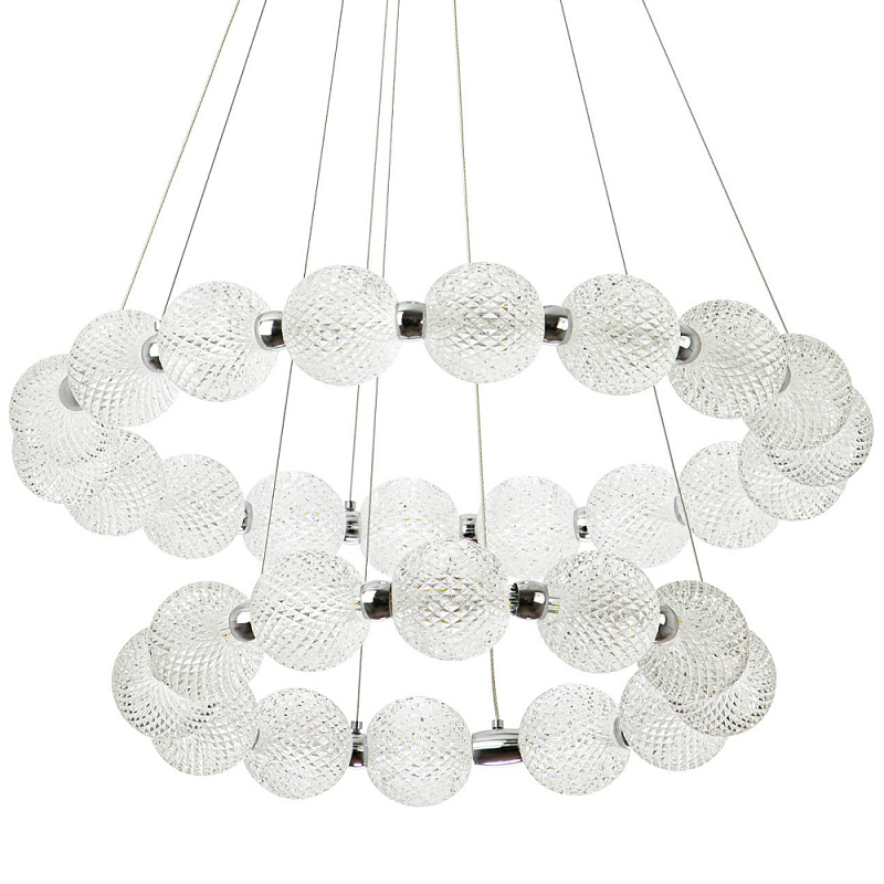 Светодиодная двухъярусная кольцевая люстра хром Crystal Globule Chandelier Chrome Прозрачный Металлик Светодиодная двухъярусная кольцевая люстра хром Crystal Globule Chandelier Chrome Прозрачный Металлик в Челябинске | Loft Concept