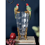 Ваза из прозрачного стекла с бронзовыми ножками и фигурками попугаев Eden Garden porcelain and bronze варинант исполнения - 1 | Loft Concept в Челябинске