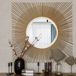 Зеркало-солнце круглое с золотыми лучам Sunrise варинант исполнения - 2 | Loft Concept в Челябинске