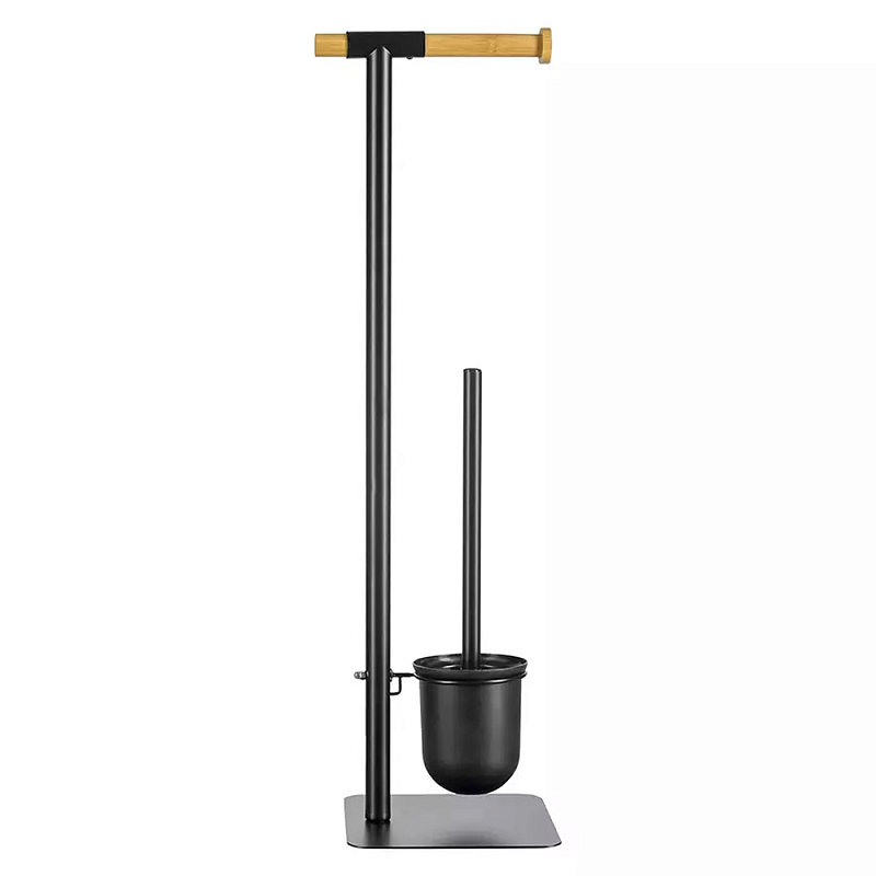 Держатель для туалетной бумаги с подвесным ершиком Black Bathroom Accessory Черный Держатель для туалетной бумаги с подвесным ершиком Black Bathroom Accessory Черный в Челябинске | Loft Concept