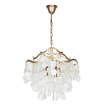 Люстра подвесная с белыми перламутровыми подвесками и изогнутыми золотистыми элементами Диаметр 50 см SHELL Chandelier варинант исполнения - 1 | Loft Concept в Челябинске