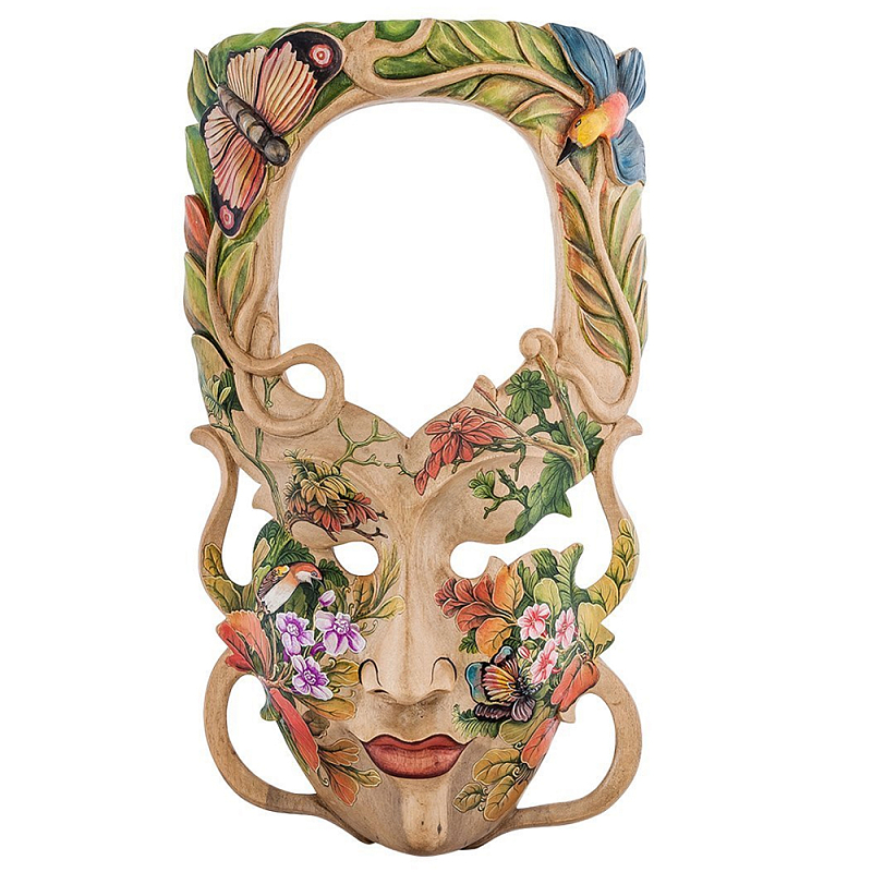 Маска деревянная резная расписная Tropical Mask Мульти в Челябинске | Loft Concept 