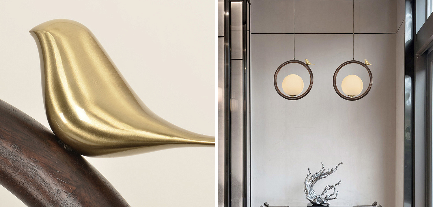 Светильник с птичкой Bird Wood Ring Hanging Lamp Светильник с птичкой Bird Wood Ring Hanging Lamp - Loft-Concept в Челябинске