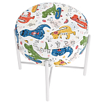 Пуф детский круглый с принтом на 4-х белых ножках Dinosaurs CHILDHOOD варинант исполнения - 3 | Loft Concept в Челябинске