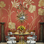 Обои с вышивкой ручной работы Deco Flowers Original colourway on wool sateen варинант исполнения - 1 | Loft Concept в Челябинске