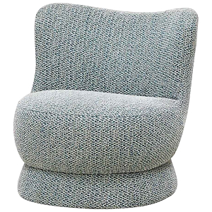 Дизайнерское мягкое кресло без подлокотников в голубой пестрой обивке Roux Armchair