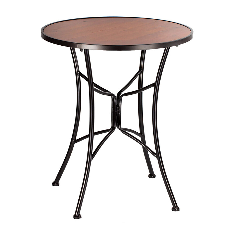 Столик приставной с круглой столешницей на металлическом черном основании Scenical Table Черный Коричневый в Челябинске | Loft Concept 