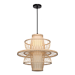 Подвесной светильник фигурный из деревянных прутьев с плафоном из натуральной ткани Light Inside the Cell варинант исполнения - 4 | Loft Concept в Челябинске