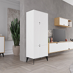 Комод белый с 4-мя дверцами на металлических ножках SPARK MULTIPURPOSE CABINET WHITE варинант исполнения - 4 | Loft Concept в Челябинске