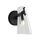 Бра конусообразной формы из прозрачного акрила и черной стали Glass Cylinder Black варинант исполнения - 1 | Loft Concept в Челябинске