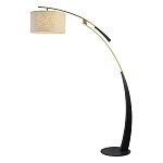 Торшер с изогнутой черной металлической ножкой и цилиндрическим абажуром из ткани Arched Metal Base  варинант исполнения - 1 | Loft Concept в Челябинске