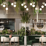 Люстра на штанге с 4-мя белыми шарообразными плафонами Bubble Chandelier варинант исполнения - 4 | Loft Concept в Челябинске