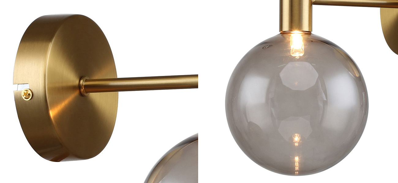 Бра с выдувным плафоном коньячного цвета Carmella Globe Brass Бра с выдувным плафоном коньячного цвета Carmella Globe Brass - Loft-Concept в Челябинске