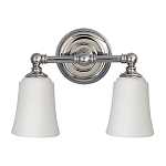 Бра для ванных комнат с 2-мя белыми плафонами в форме колокола на круглом основании цвета хром Feiss варинант исполнения - 1 | Loft Concept в Челябинске