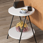 Стол приставной с 2-мя круглыми белыми столешницами ESSEL SIDE TABLE WHITE варинант исполнения - 9 | Loft Concept в Челябинске